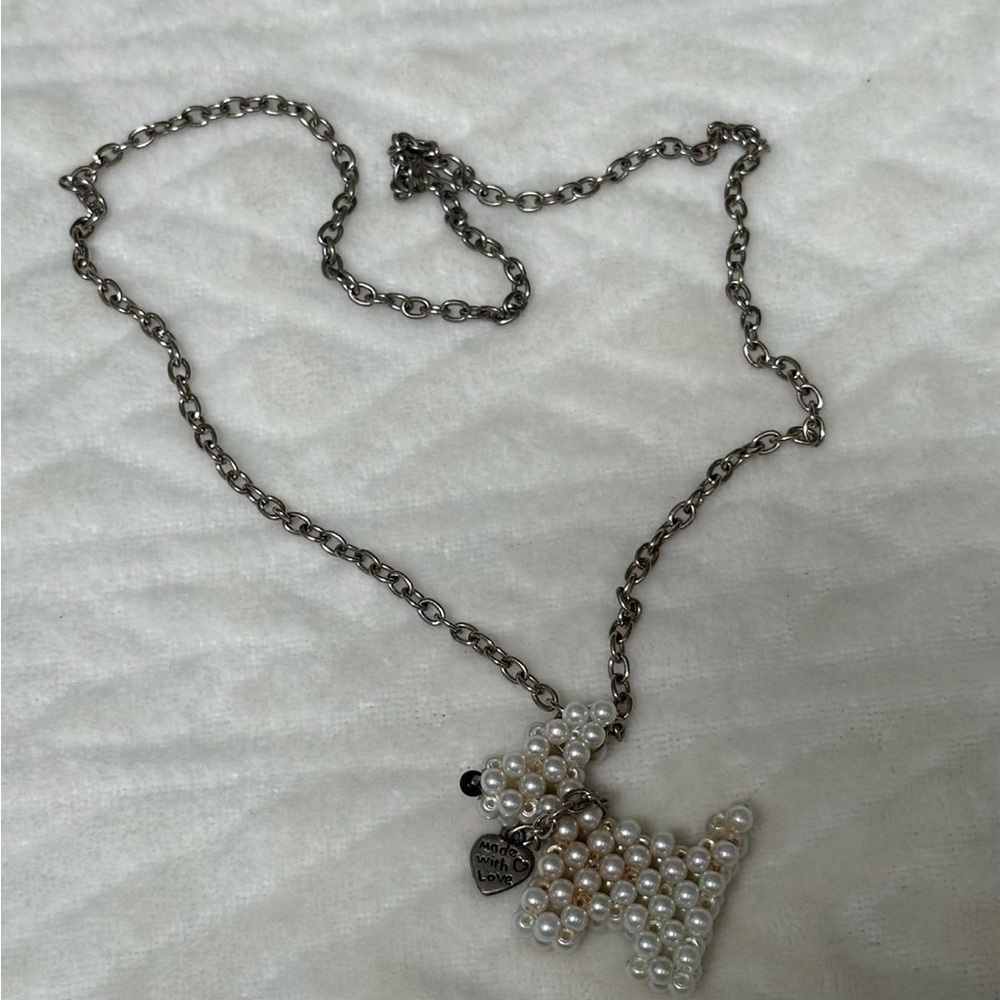 Pearl Dog Pendant Necklace
